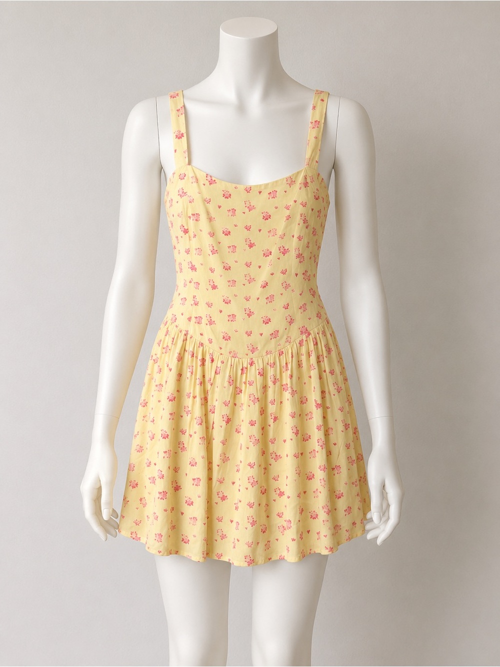 Aeropostale Yellow Mini Dress with Pink Floral Print
